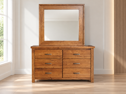 Montana 6 Drawer Dresser & Mirror -1900(H) X 1350(W) - Mountain Gum (3242)
