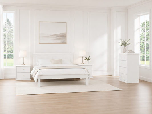 Elise Double Or Queen 4 Piece (TALLBOY) Bedroom Suite - White