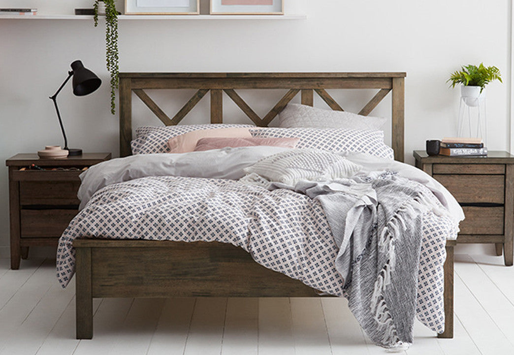 KING AMETHYST (AUSSIE MADE) BED (IM-6844) - ASSORTED STAINED COLOURS