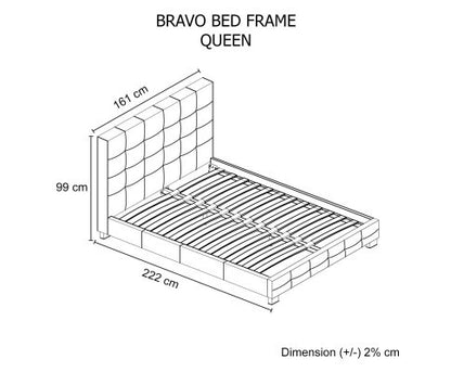 QUEEN BRAVO (V43-BED-BRVQWH) LEATHERETTE BED - WHITE