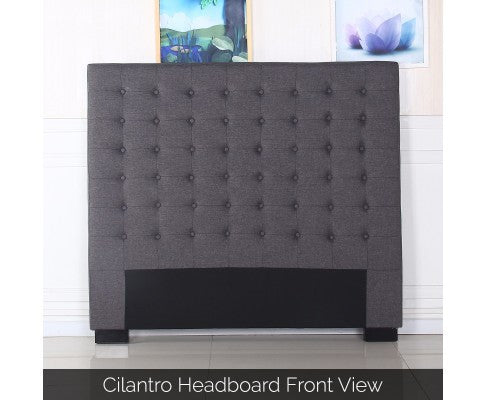 Cilantro Double Linen Fabric Bedhead - Charcoal