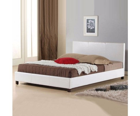 Queen Mondeo Leatherette Bed - White