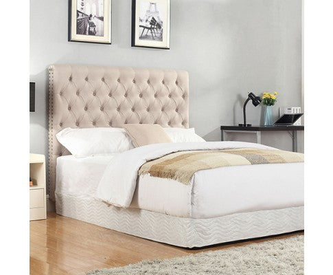 SEAN KING TUFTED  FABRIC BEDHEAD - BEIGE