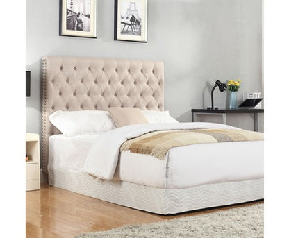 SEAN KING TUFTED  FABRIC BEDHEAD - BEIGE