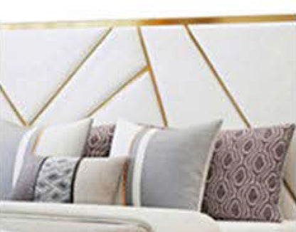 KING BILSEN LEATHERETTE / LINEN / VELVET FANCY BED WITH METAL BEDHEAD FRAME - ASSORTED COLOURS