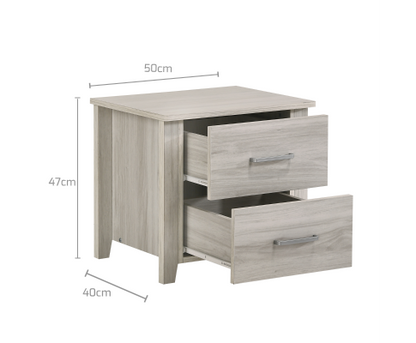 HILTON 2 DRAWER BEDSIDE TABLE - WHITE WASHED