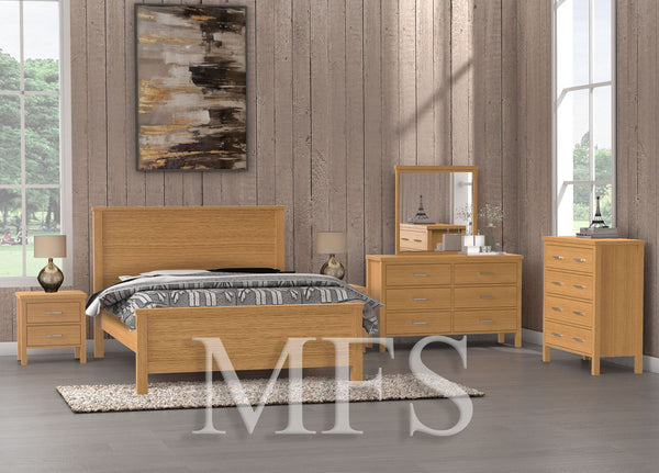 QUEEN BELROSE (AUSSIE MADE) BED - TASSIE OAK COMBINATION - ASSORTED COLOURS