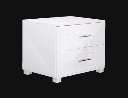 BENNY 2 DRAWER POLLY BEDSIDE TABLE - ( FURNI-GLOSS-SIDE-WH) - HIGH GLOSS WHITE