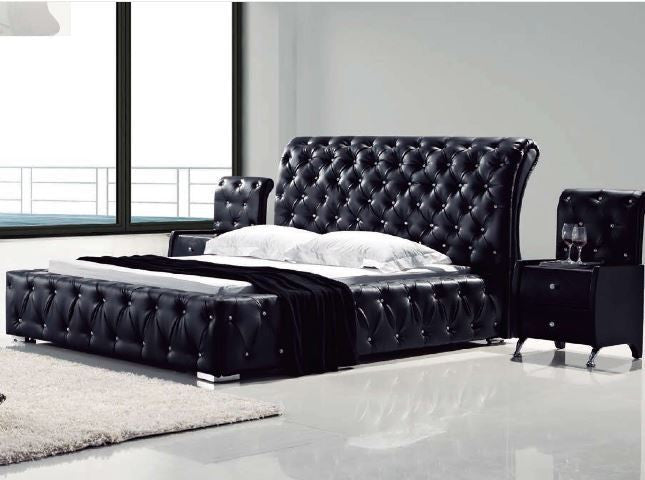 QUEEN BETHANY 100% LEATHER / LEATHERETTE DIAMONTE BED (MODEL: B032#) - ASSORTED COLOURS