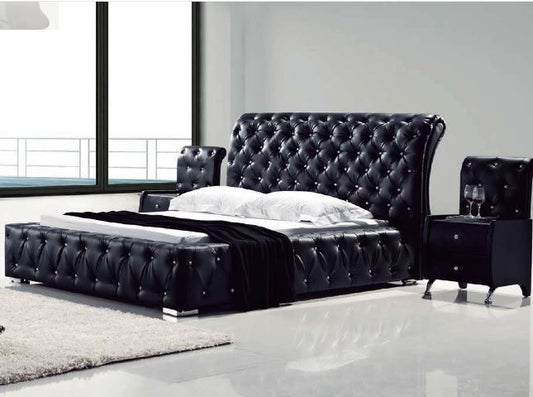 QUEEN BETHANY 100% LEATHER / LEATHERETTE DIAMONTE BED (MODEL: B032#) - ASSORTED COLOURS