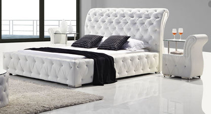 KING BETHANY 100% LEATHER / LEATHERETTE DIAMONTE BED (MODEL: B032#) - ASSORTED COLOURS