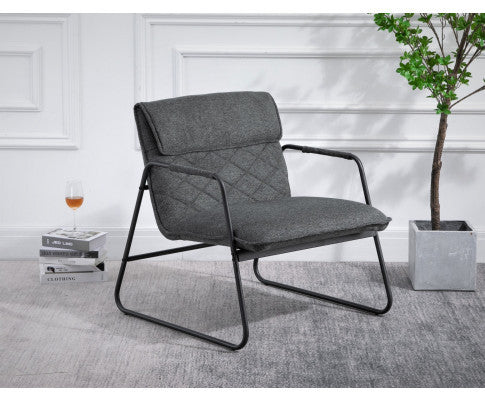 Ashby Linen Upholstered Armchair With Sled Base - Dark Grey