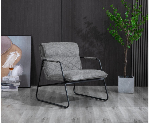 ASHBY LINEN UPHOLSTERED ARMCHAIR WITH SLED BASE - GREY