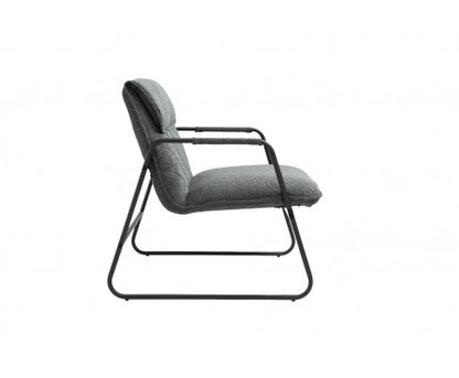 ASHBY LINEN UPHOLSTERED ARMCHAIR WITH SLED BASE -  DARK GREY