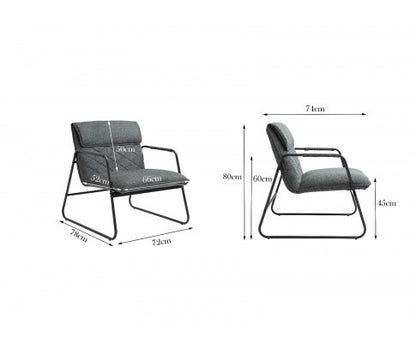 ASHBY LINEN UPHOLSTERED ARMCHAIR WITH SLED BASE -  DARK GREY