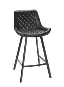 Bordeaux Leatherette Bar Stool - Black