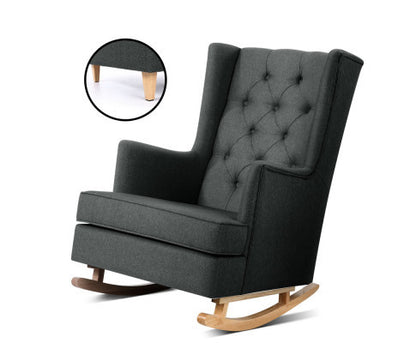GERALDINE CONVERTIBLE FABRIC ROCKING ARMCHAIR  - BLACK