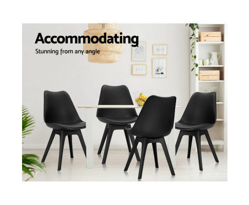 DIMARIA (SET OF 4) LEATHERETTE DINING CHAIR - BLACK