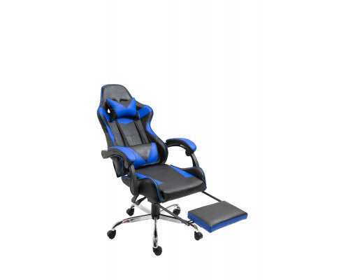 EUGENE RECLINING OFFICE COMPUTER GAMING CHAIR  WITH FOOTREST -  BLUE