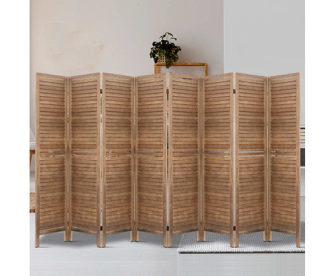ROLLY ROOM DIVIDER PRIVACY SCREEN  FOLDABLE 8 PARTITION STAND - BROWN