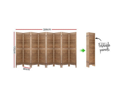 ROLLY ROOM DIVIDER PRIVACY SCREEN  FOLDABLE 8 PARTITION STAND - BROWN
