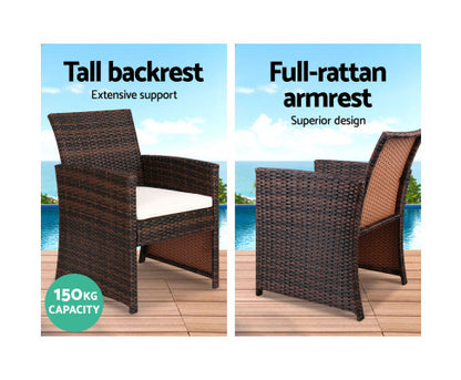 NORMA 4 PIECE OUTDOOR RATTAN  LOUNGE SETTING - BROWN