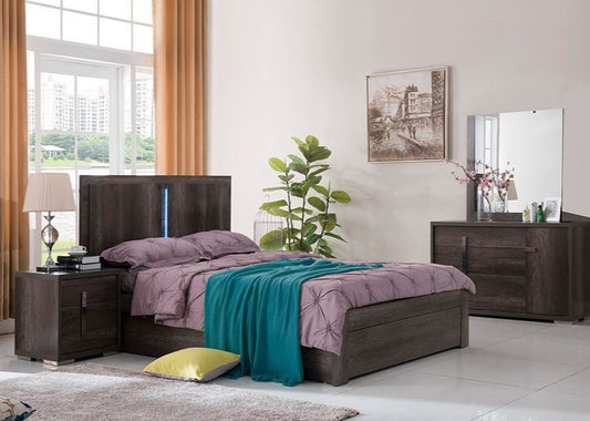 YONKERS DOUBLE OR QUEEN 5 PIECE (DRESSER ) BEDROOM SUITE - CHARCOAL OAK