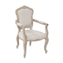 BICHIR (SET OF 2) ARM CHAIR -  FABRIC BEIGE / WHITE WASHED