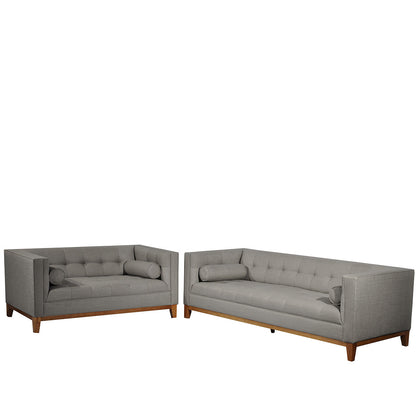 CALVIN THREE (3) + TWO (2) SEATER LOUNGE SUITE - LIGHT GREY