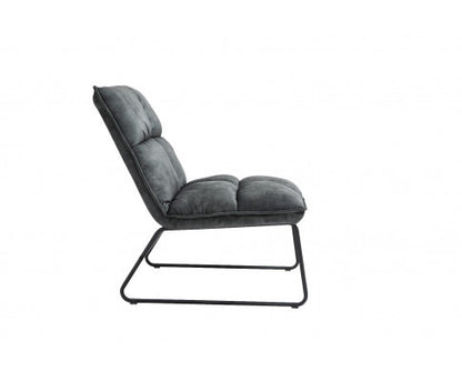 CREYMAN FABRIC UPHOLSTERED ACCENT CHAIR WITH SLED BASE - GREY