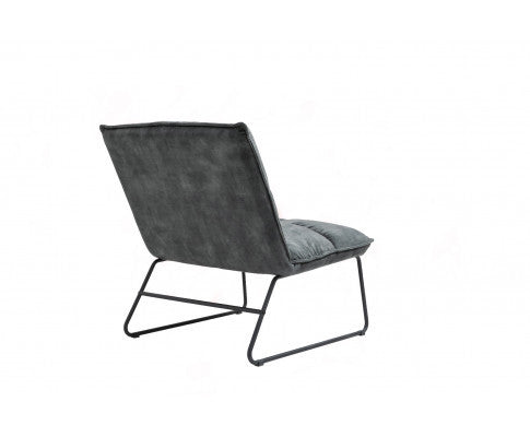 CREYMAN FABRIC UPHOLSTERED ACCENT CHAIR WITH SLED BASE - GREY