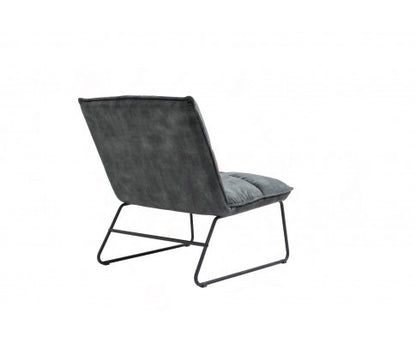 CREYMAN FABRIC UPHOLSTERED ACCENT CHAIR WITH SLED BASE - GREY