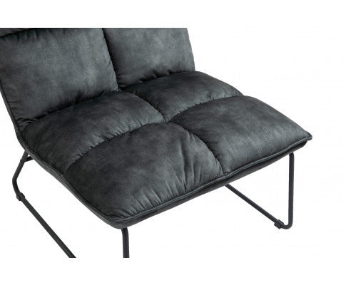 CREYMAN FABRIC UPHOLSTERED ACCENT CHAIR WITH SLED BASE - GREY