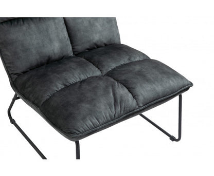 CREYMAN FABRIC UPHOLSTERED ACCENT CHAIR WITH SLED BASE - GREY