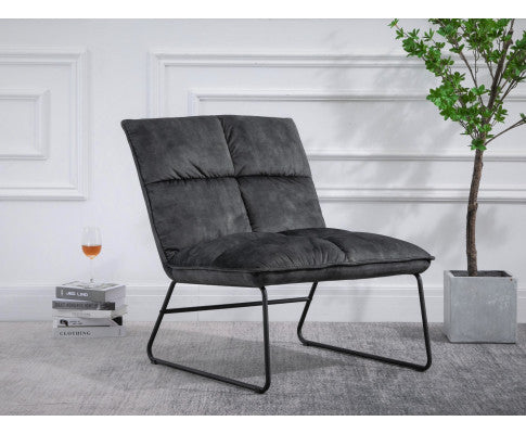 Creyman Fabric Upholstered Accent Chair With Sled Base - Grey