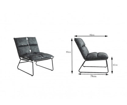 CREYMAN FABRIC UPHOLSTERED ACCENT CHAIR WITH SLED BASE - GREY