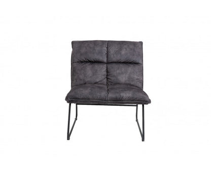 CREYMAN FABRIC UPHOLSTERED ACCENT CHAIR WITH SLED BASE - DARK PURPLE