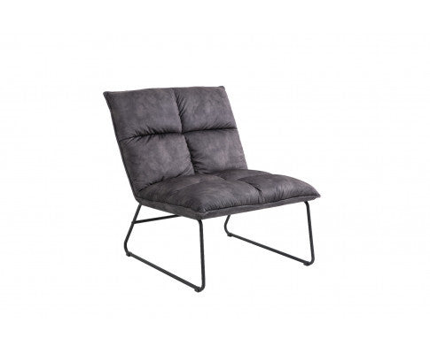 CREYMAN FABRIC UPHOLSTERED ACCENT CHAIR WITH SLED BASE - DARK PURPLE