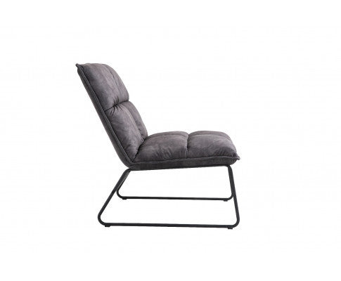 CREYMAN FABRIC UPHOLSTERED ACCENT CHAIR WITH SLED BASE - DARK PURPLE