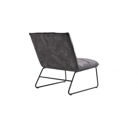 CREYMAN FABRIC UPHOLSTERED ACCENT CHAIR WITH SLED BASE - DARK PURPLE