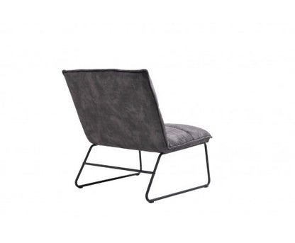 CREYMAN FABRIC UPHOLSTERED ACCENT CHAIR WITH SLED BASE - DARK PURPLE