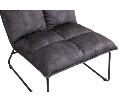 CREYMAN FABRIC UPHOLSTERED ACCENT CHAIR WITH SLED BASE - DARK PURPLE