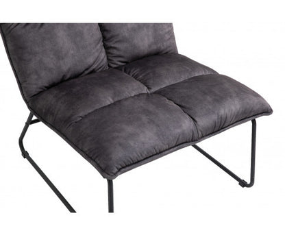 CREYMAN FABRIC UPHOLSTERED ACCENT CHAIR WITH SLED BASE - DARK PURPLE