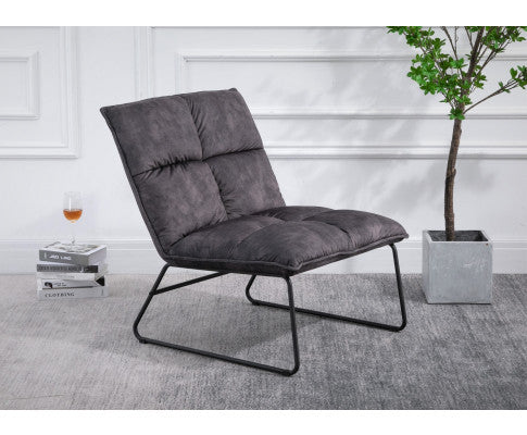 CREYMAN FABRIC UPHOLSTERED ACCENT CHAIR WITH SLED BASE - DARK PURPLE