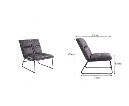 CREYMAN FABRIC UPHOLSTERED ACCENT CHAIR WITH SLED BASE - DARK PURPLE