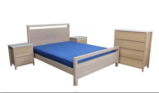 KING CEASAR STONE BED - TASSIE OAK - ASSORTED STAINED COLOURS