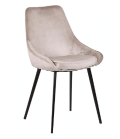 DOMO VELVET FABRIC DINING CHAIR - CHAMPAGNE