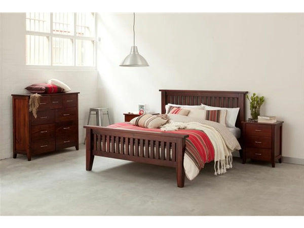 DAKOTA SINGLE 3 PIECE BEDROOM SUITE WITH 9 DRAWER TALLBOY ( MODEL - 4-5-22-15-14-16-15-18-19) - CHESTNUT OR WALNUT