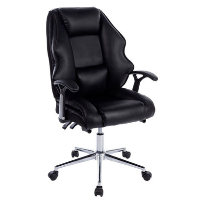 PLEIONE FAUX LEATHER HIGH BACK MODERN RECLINING EXECUTIVE OFFICE CHAIR - BLACK