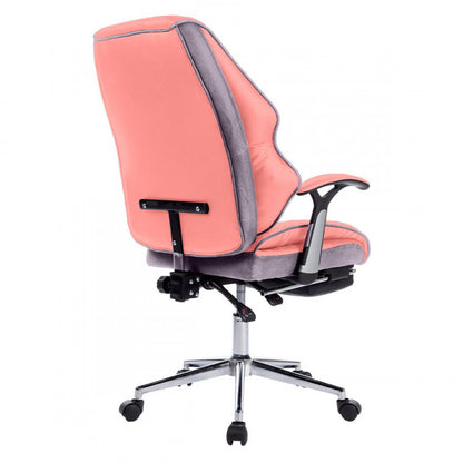 PLEIONE FAUX LEATHER HIGH BACK MODERN RECLINING EXECUTIVE OFFICE CHAIR - PINK